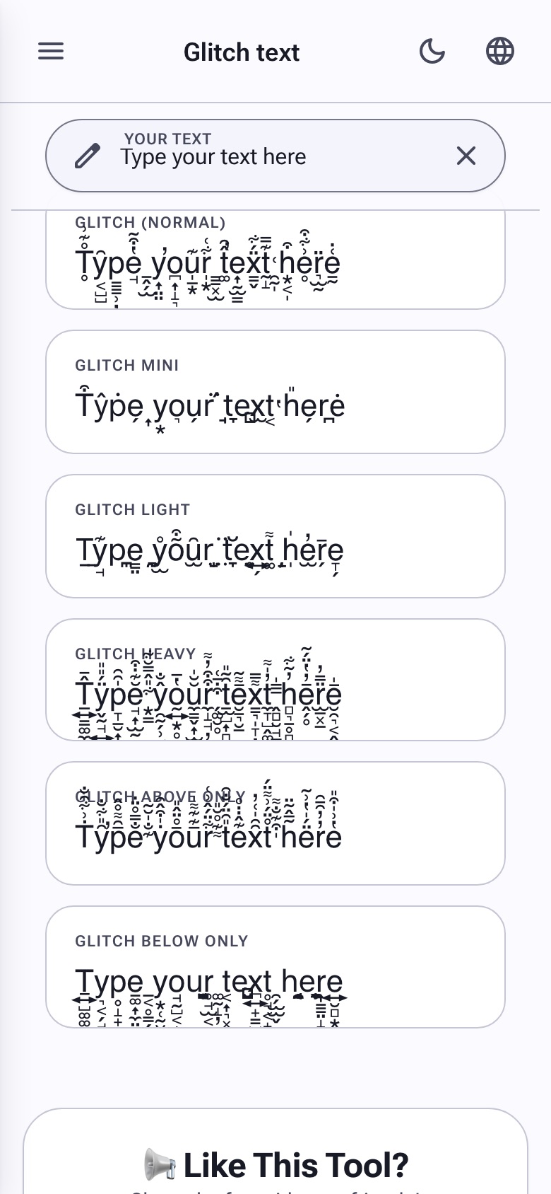Zalgo / glitch text with stacked combining marks