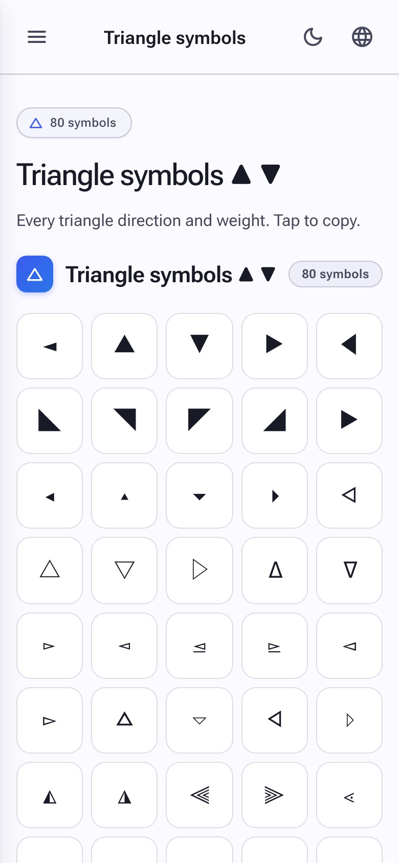 Triangle symbols pointing in every direction